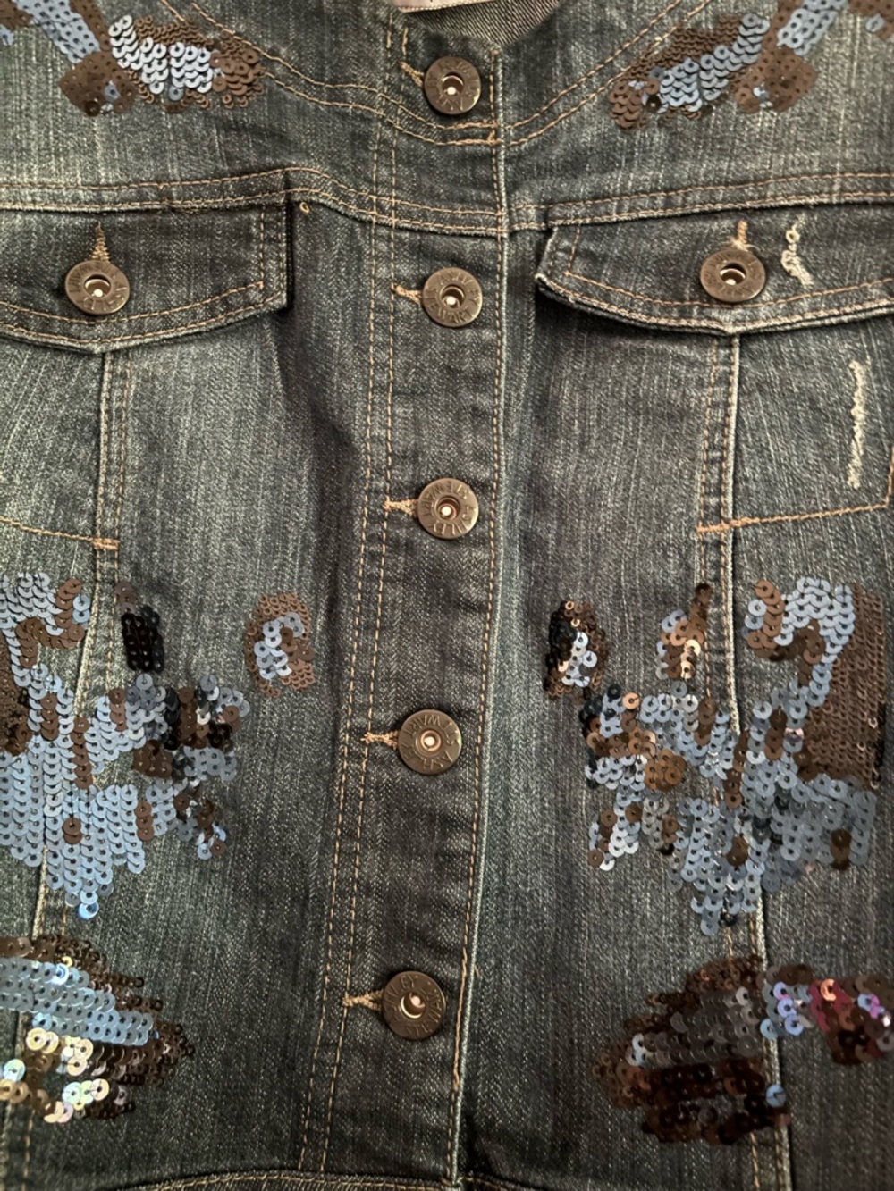 Ashley Stewart Indigo Denim Jacket with Dark Sequin Detail - Picture 2 of 5